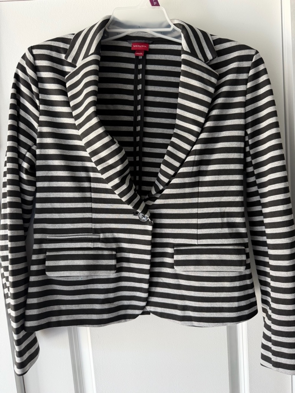 Merona Black and White Striped Tailored Blazer